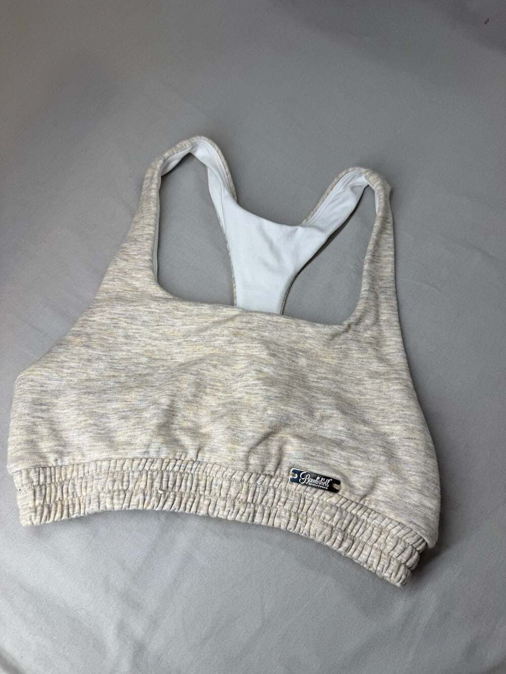 Bombshell Sportswear Heathered Ribbed Elastic Band Sports Bra